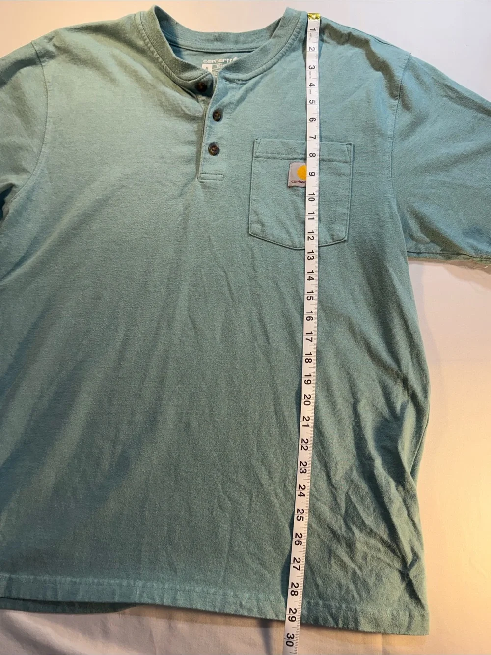 Carhartt Short-Sleeve Loose Fit Henley Pocket Tee in Seafoam Green